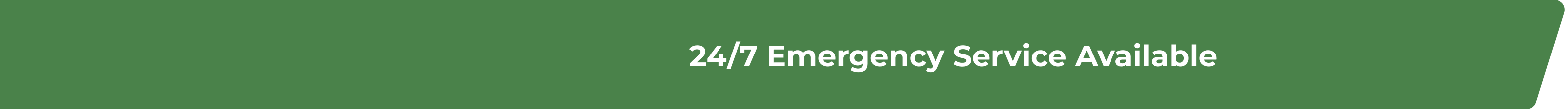 Green banner with emergency service message